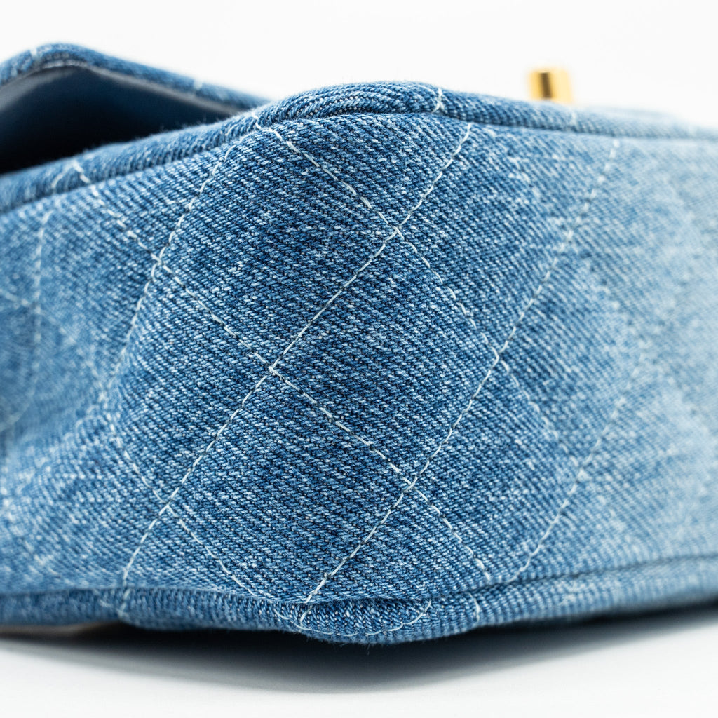 CHANEL 24S Mini Rectangular Flap Bag Denim Blue  (Microchip)
