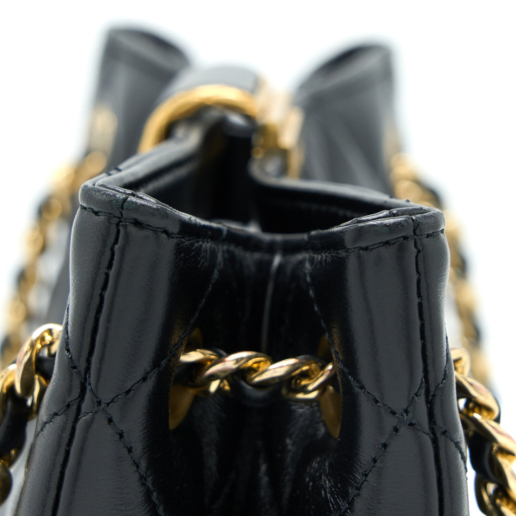 Chanel Seasonal Tote Bag Lambskin Black Brushed (Microchip)