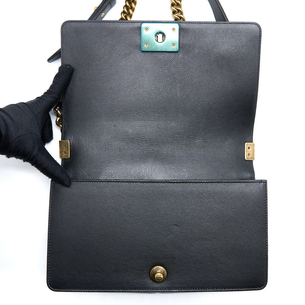 Chanel Medium Boy Bag Goathair/Calfskin Black