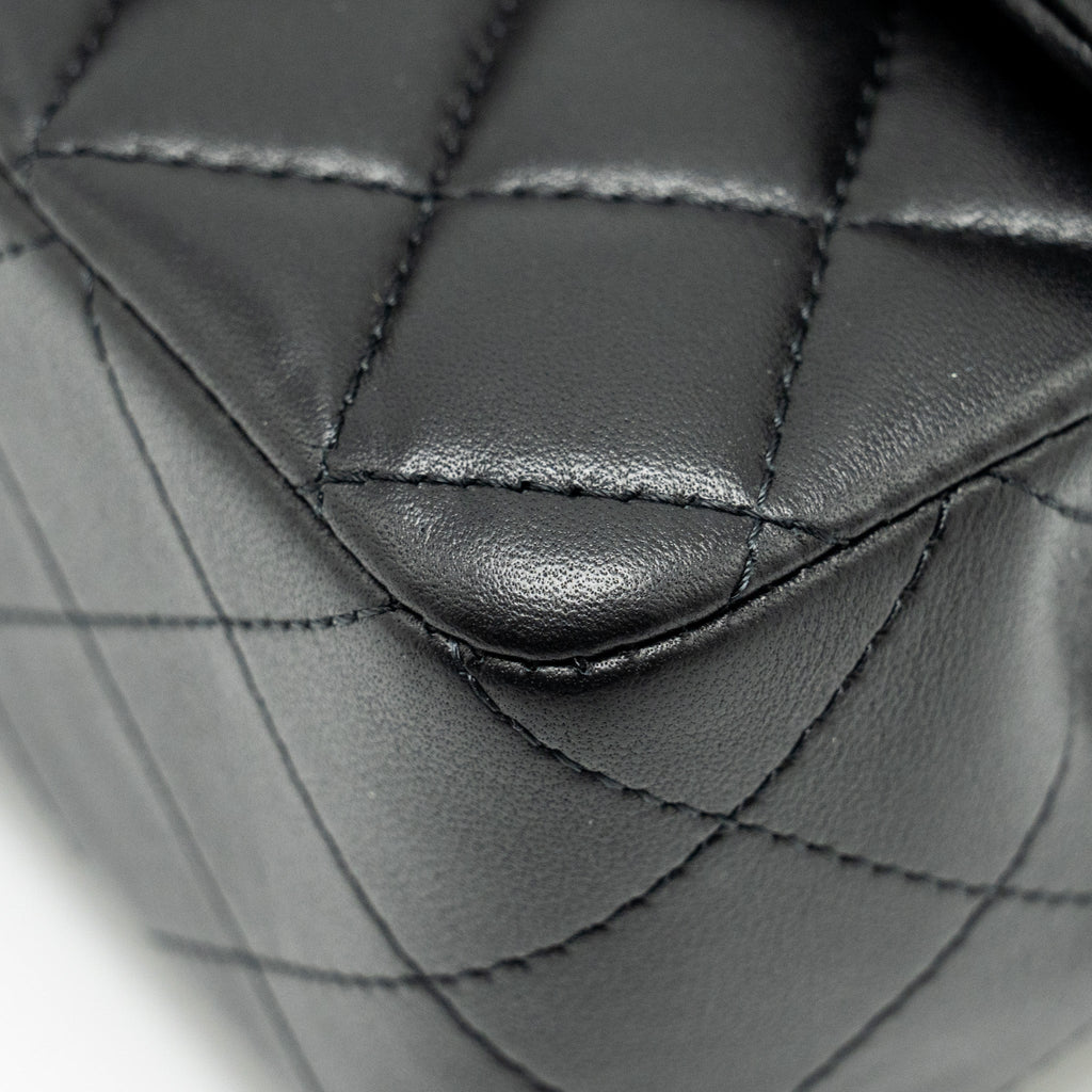 CHANEL Top Handle Mini Rectangular Flap Bag Lambskin Black L (microchip)