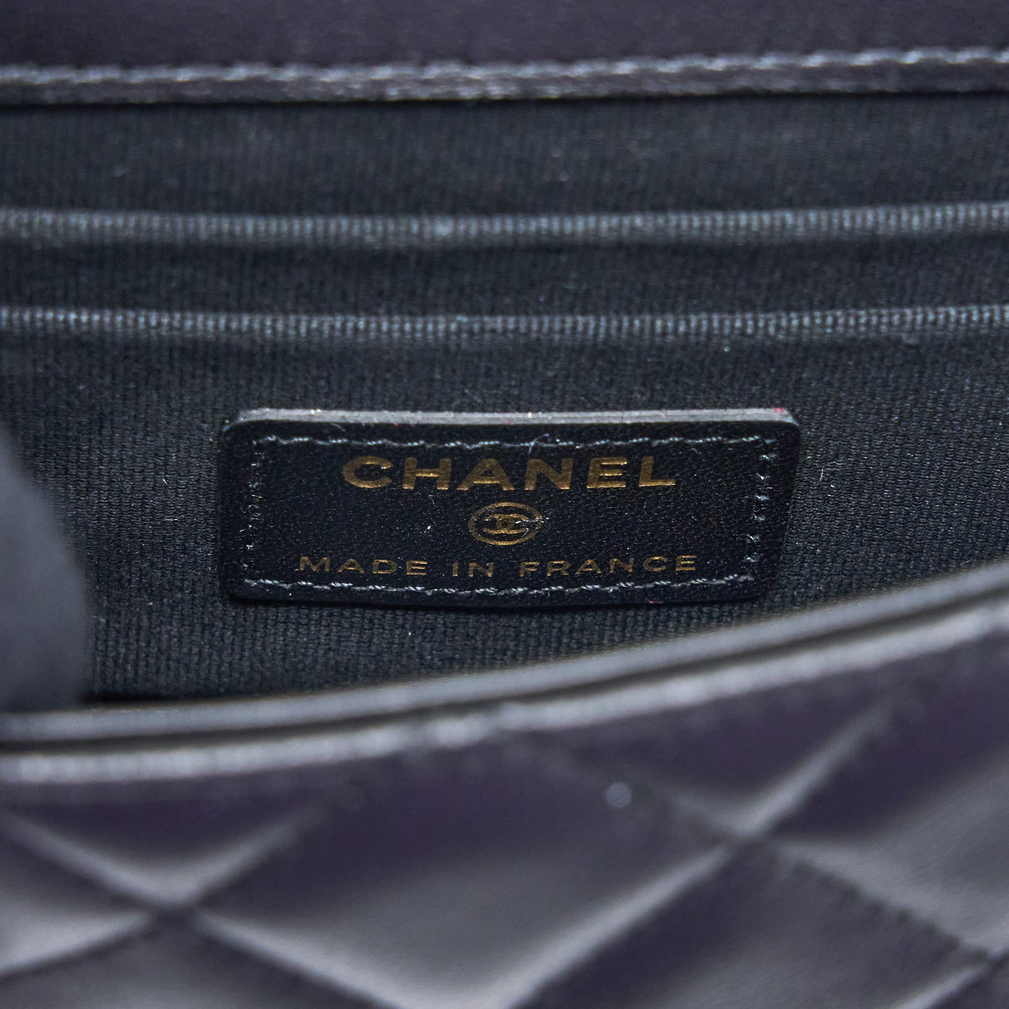 Chanel Top Handle Mini Flap Chain Bag Lambskin Black L