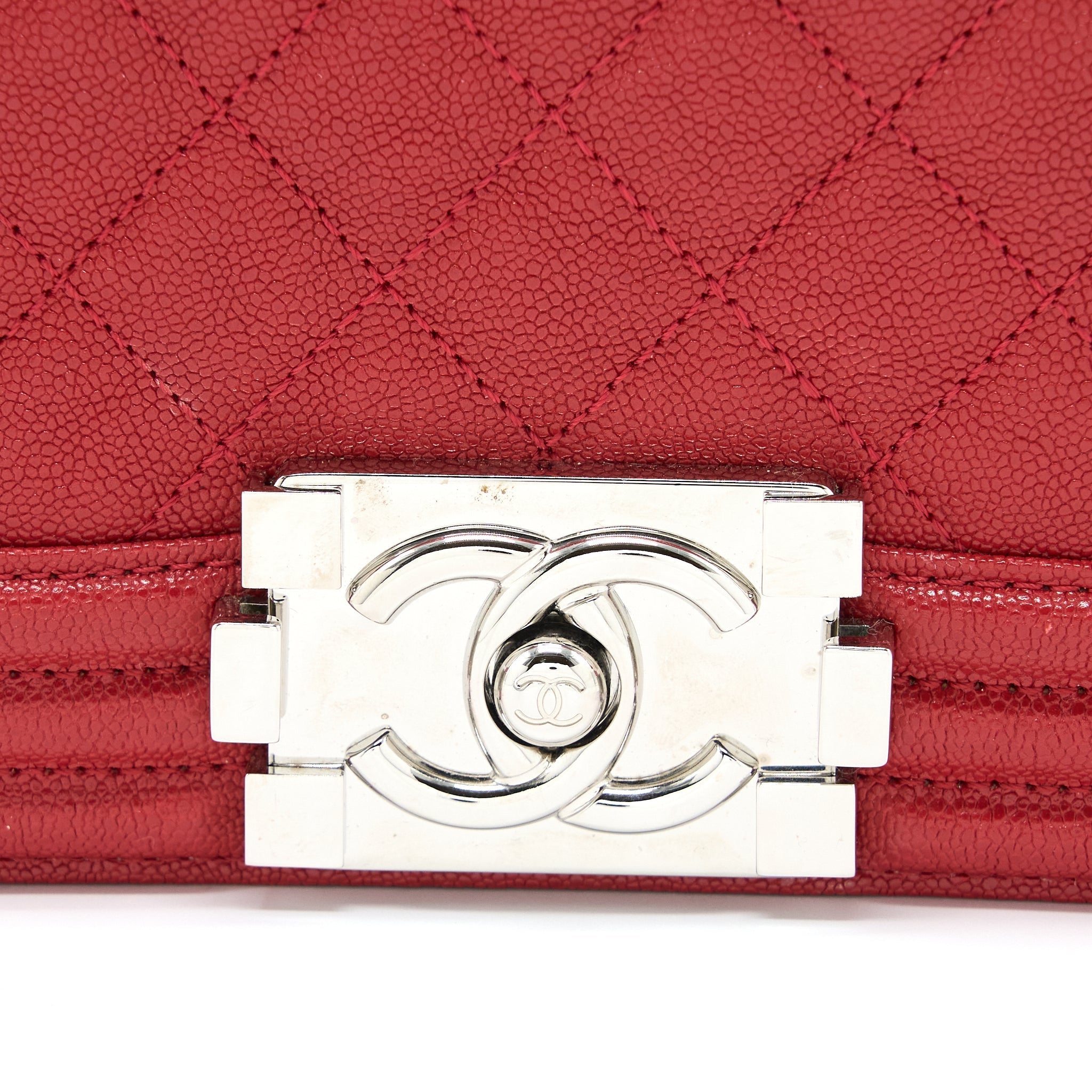 Chanel Medium Boy Bag Grained Calfskin Red