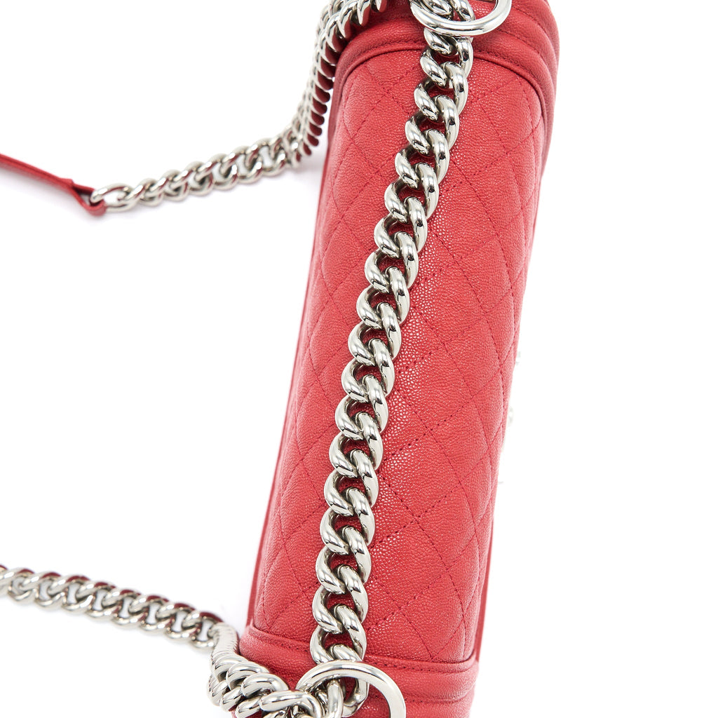 Chanel Medium Boy Bag Grained Calfskin Red