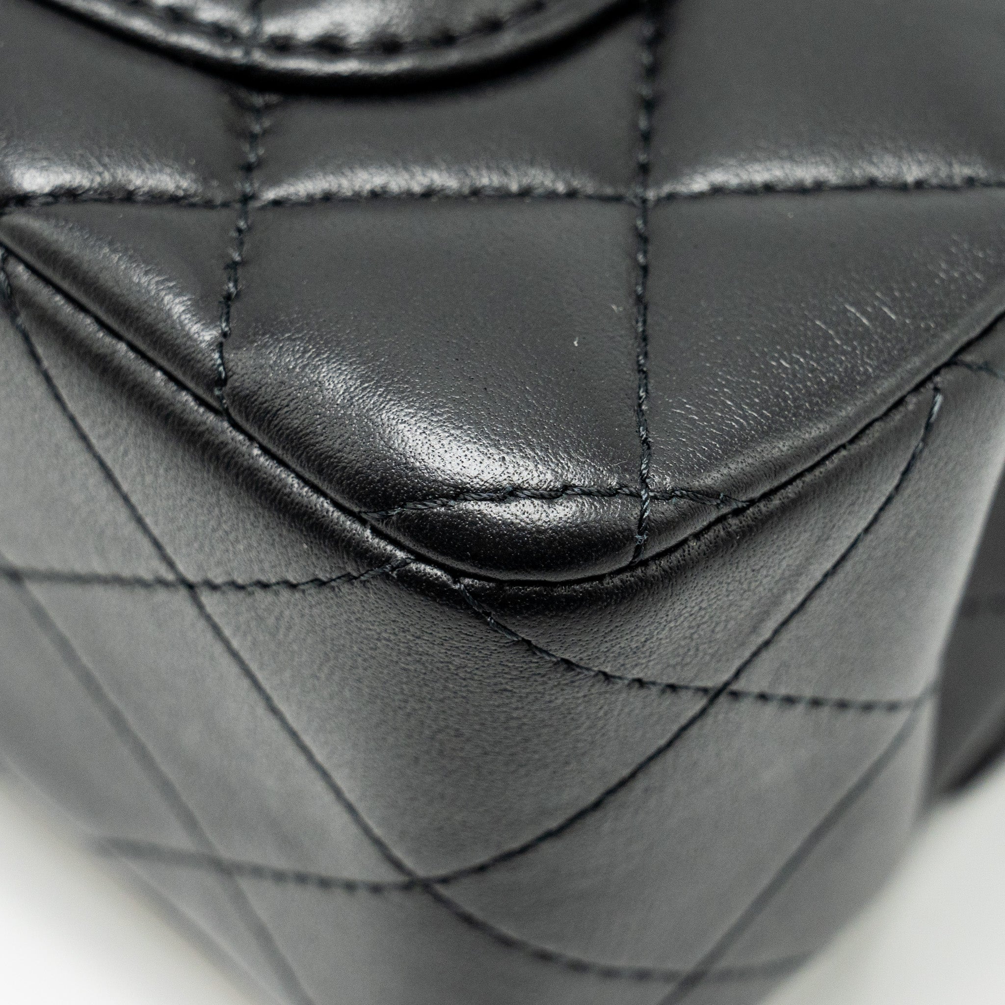 CHANEL Top Handle Mini Rectangular Flap Bag Lambskin Black L (microchip)