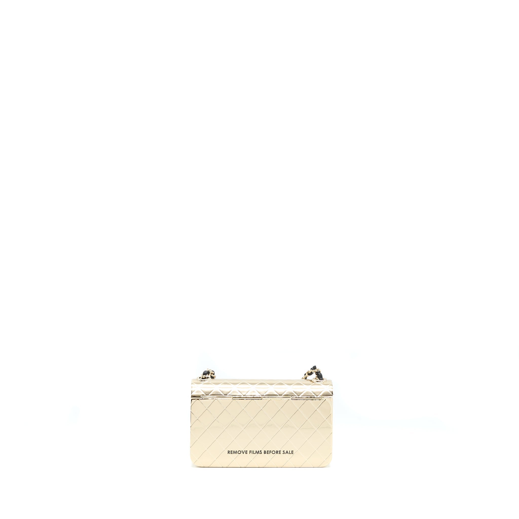 Chanel Mini Evening Bag Gold Tone Hammered Metal And Gold Tone Metal (Microchip )