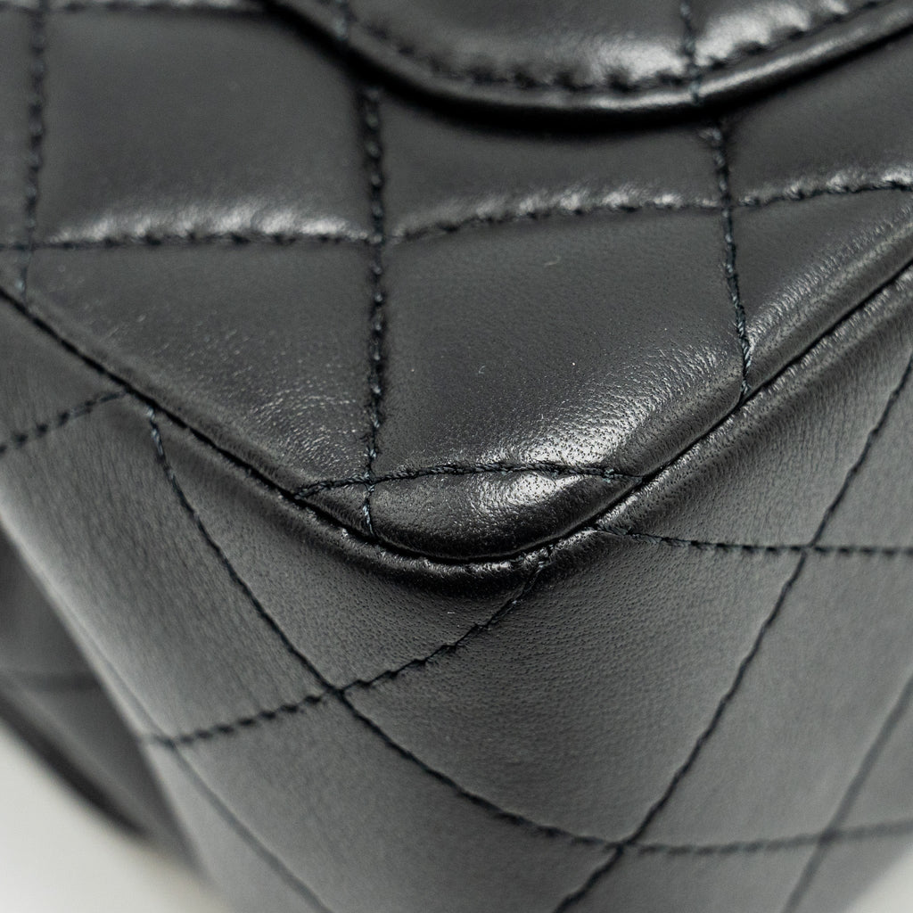 CHANEL Top Handle Mini Rectangular Flap Bag Lambskin Black L (microchip)