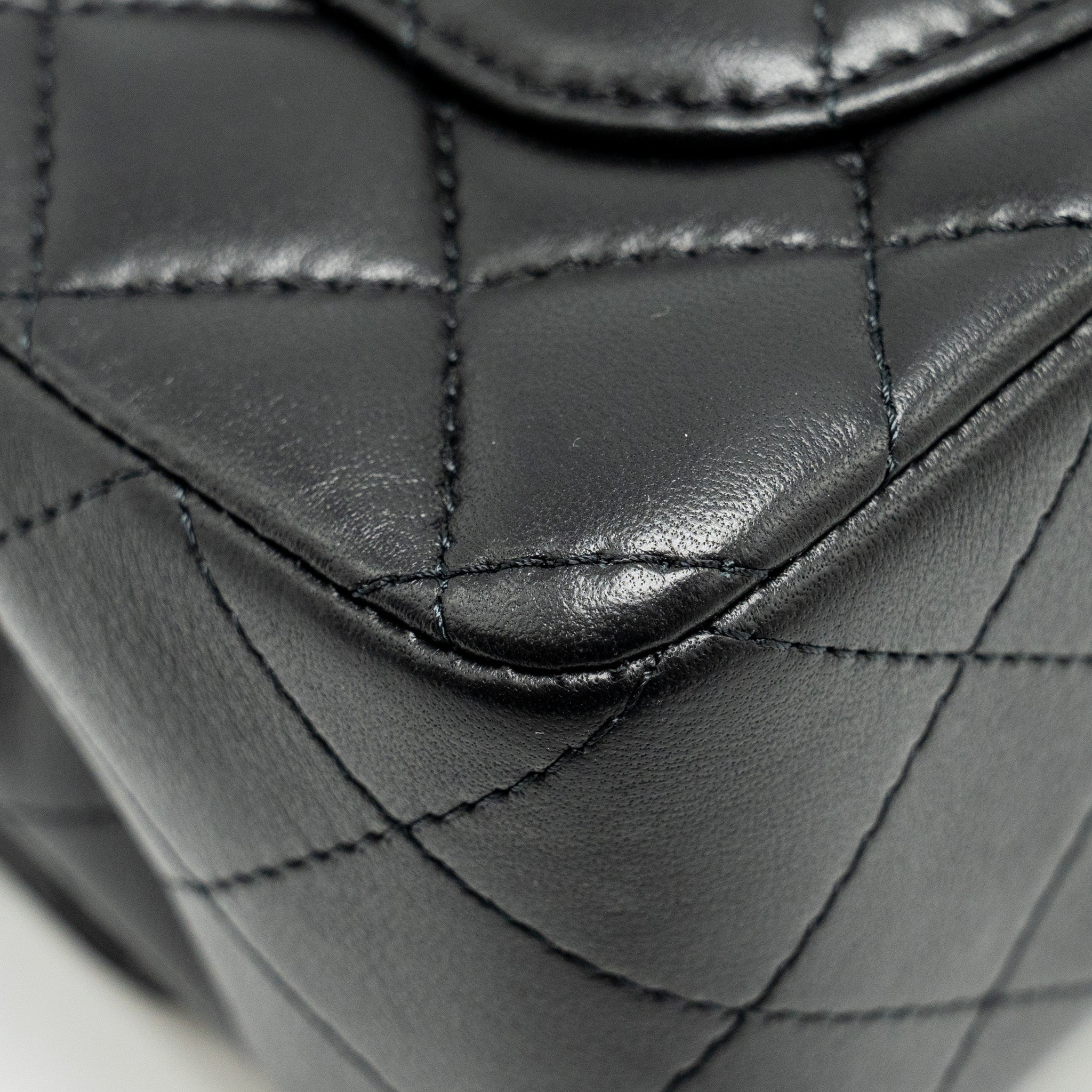 CHANEL Top Handle Mini Rectangular Flap Bag Lambskin Black L (microchip)