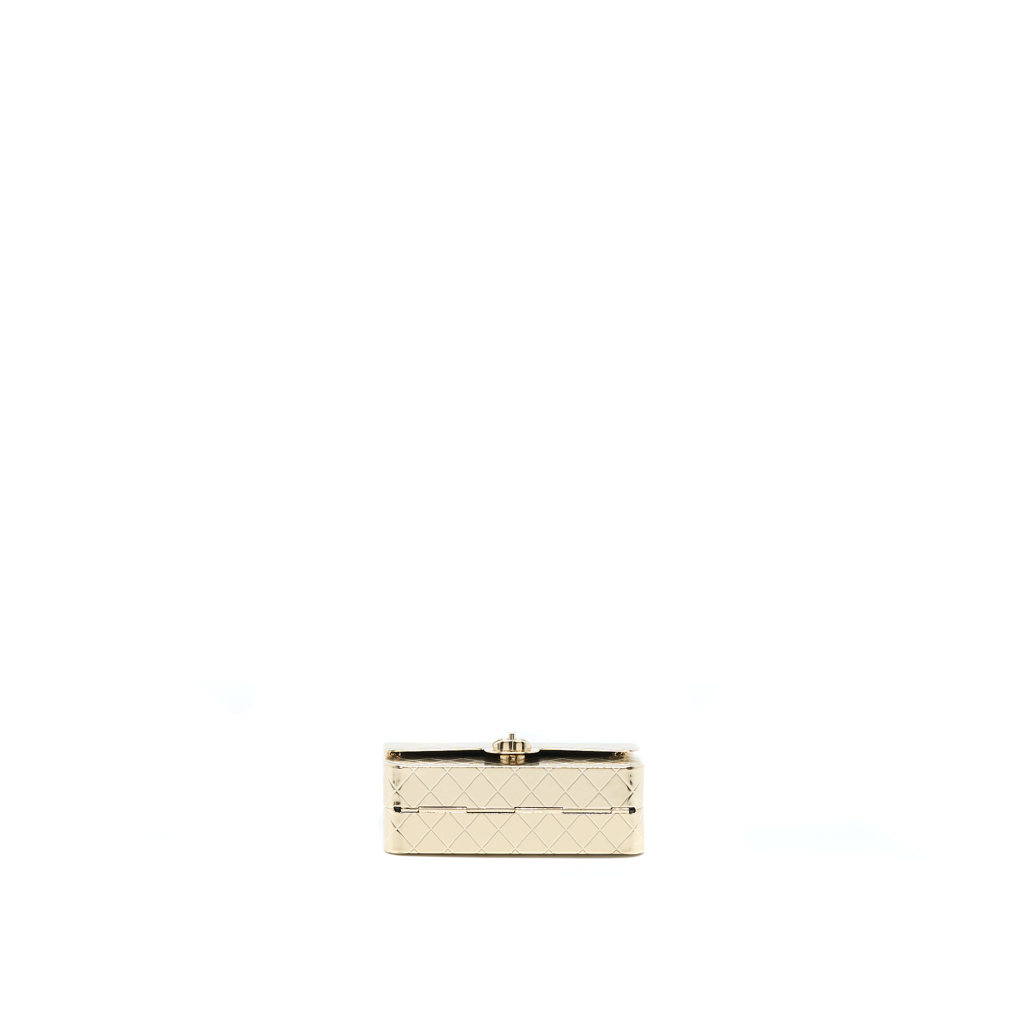 Chanel Mini Evening Bag Gold Tone Hammered Metal And Gold Tone Metal (Microchip )