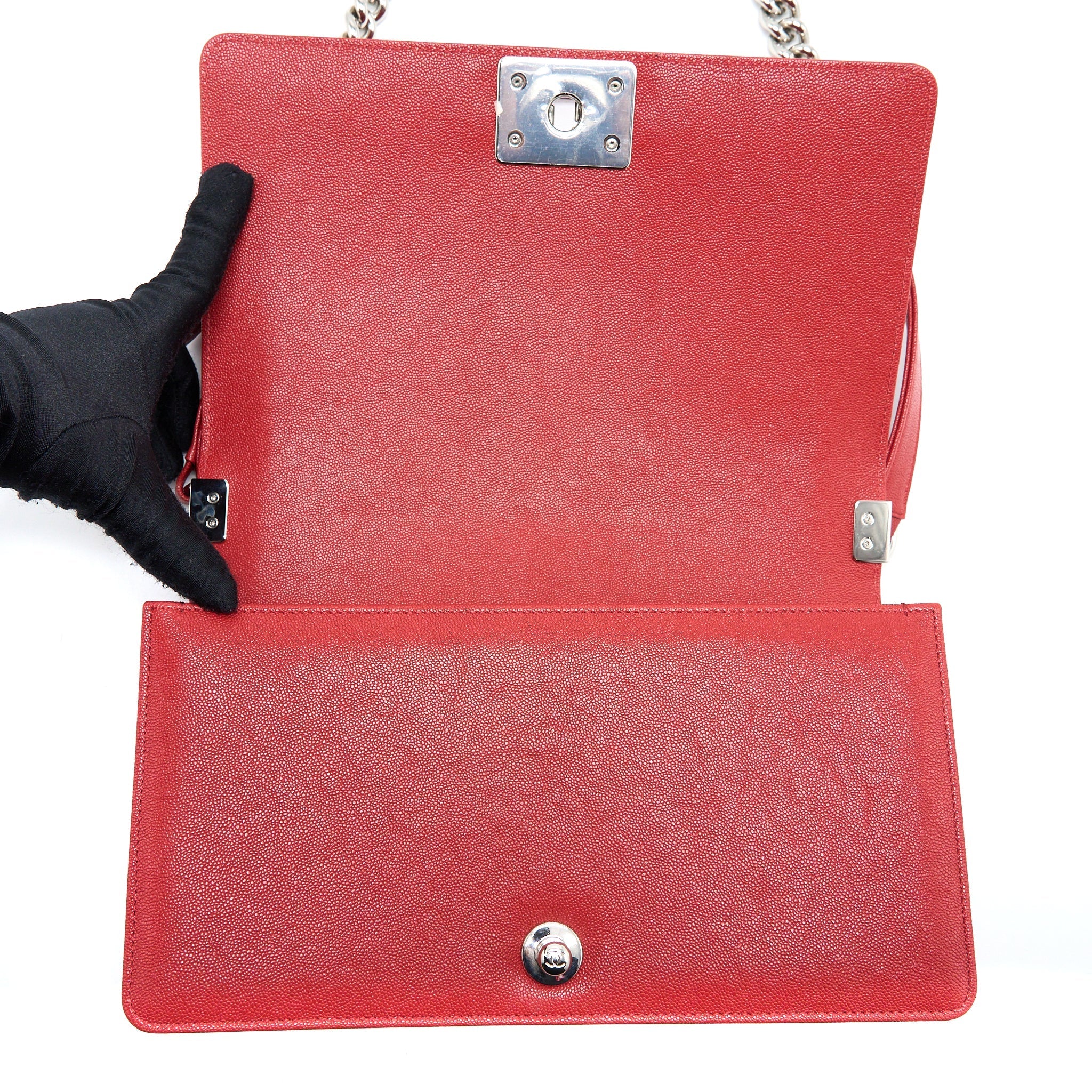 Chanel Medium Boy Bag Grained Calfskin Red