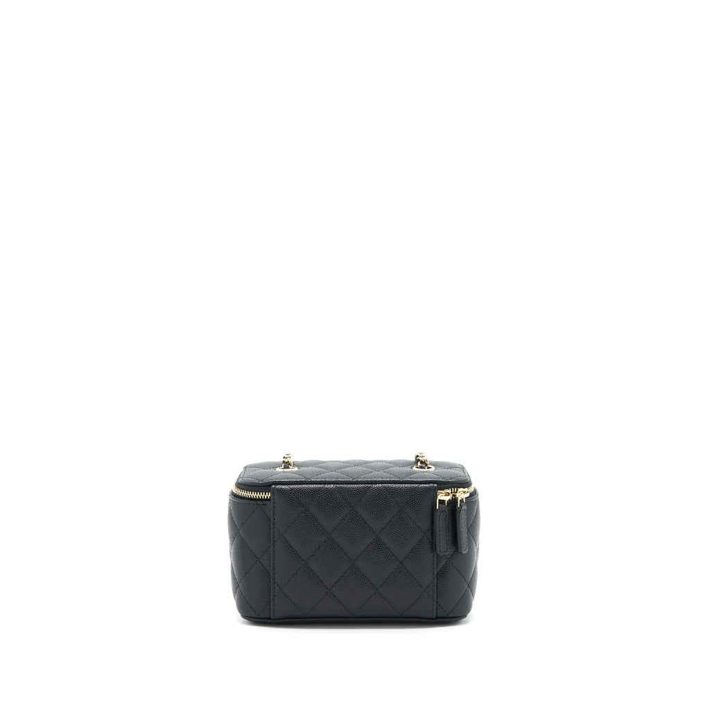 Chanel Caviar Long Vanity case with chain Caviar black L