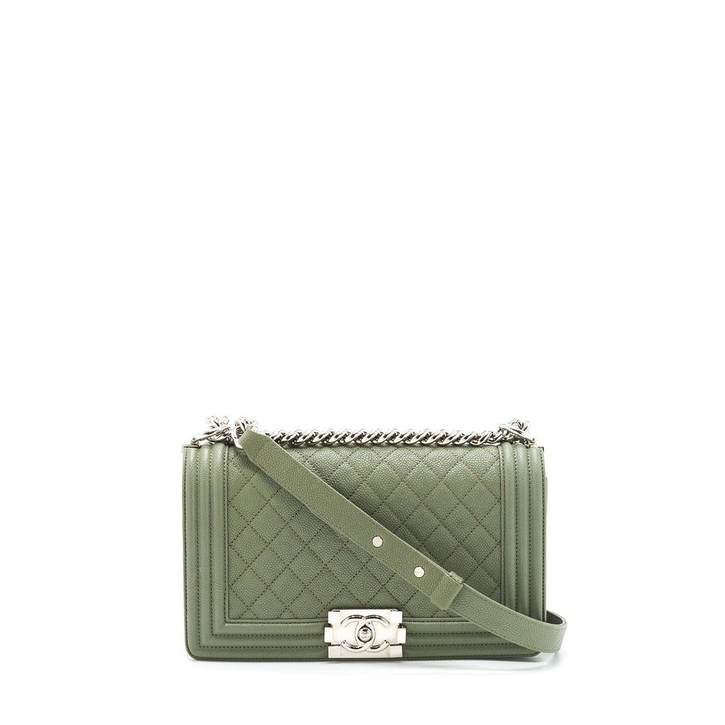 Chanel Medium Boy Bag Caviar Light Green L