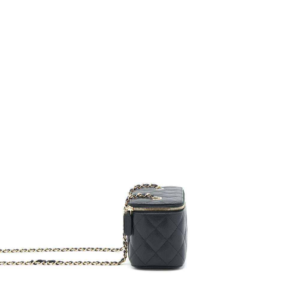 Chanel Caviar Long Vanity case with chain Caviar black L