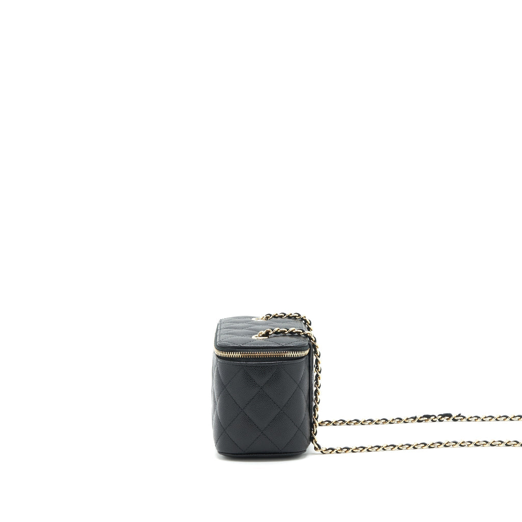 Chanel Caviar Long Vanity case with chain Caviar black L