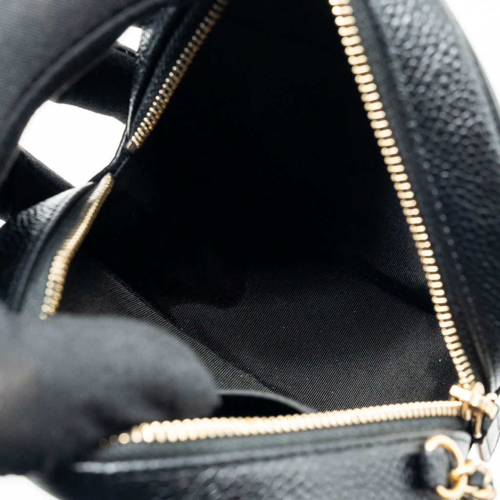 Chanel CC Filigree Quilted Round Crossbody Bag Caviar Black