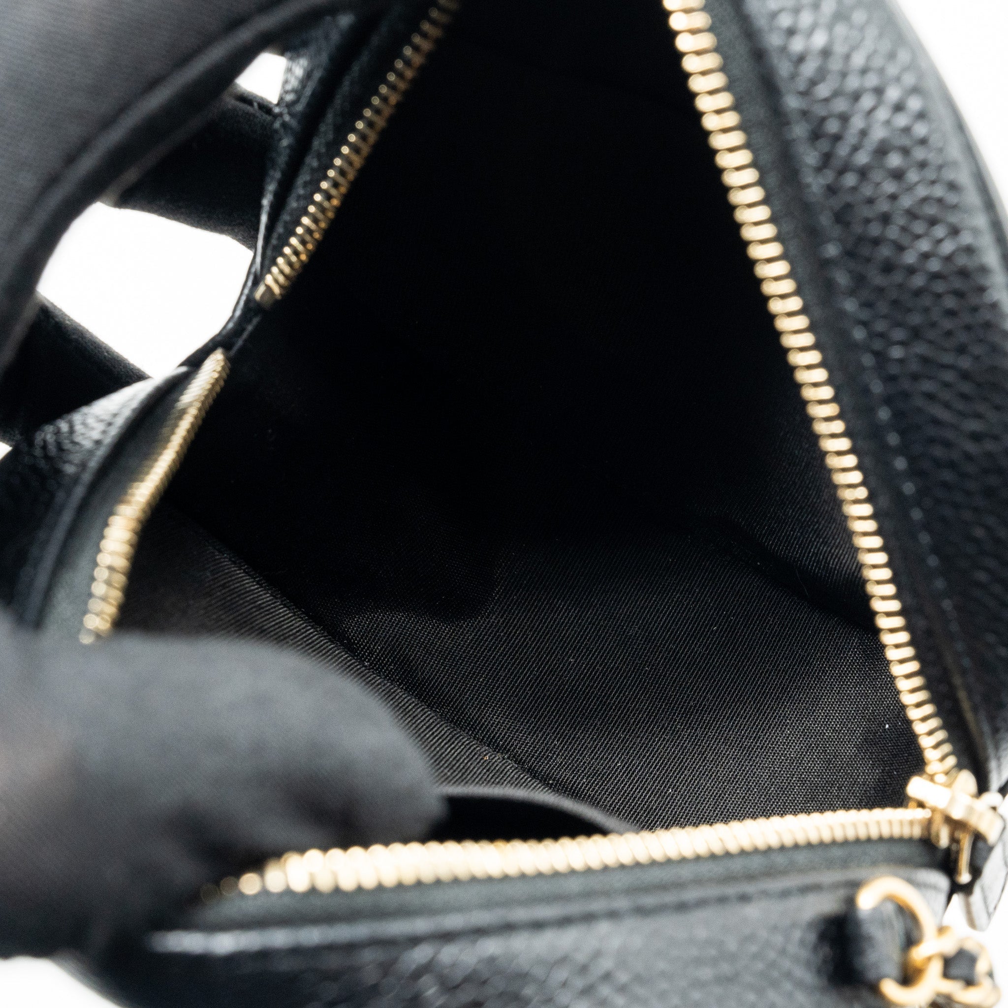 Chanel CC Filigree Quilted Round Crossbody Bag Caviar Black