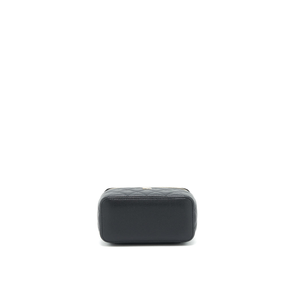 Chanel Caviar Long Vanity case with chain Caviar black L
