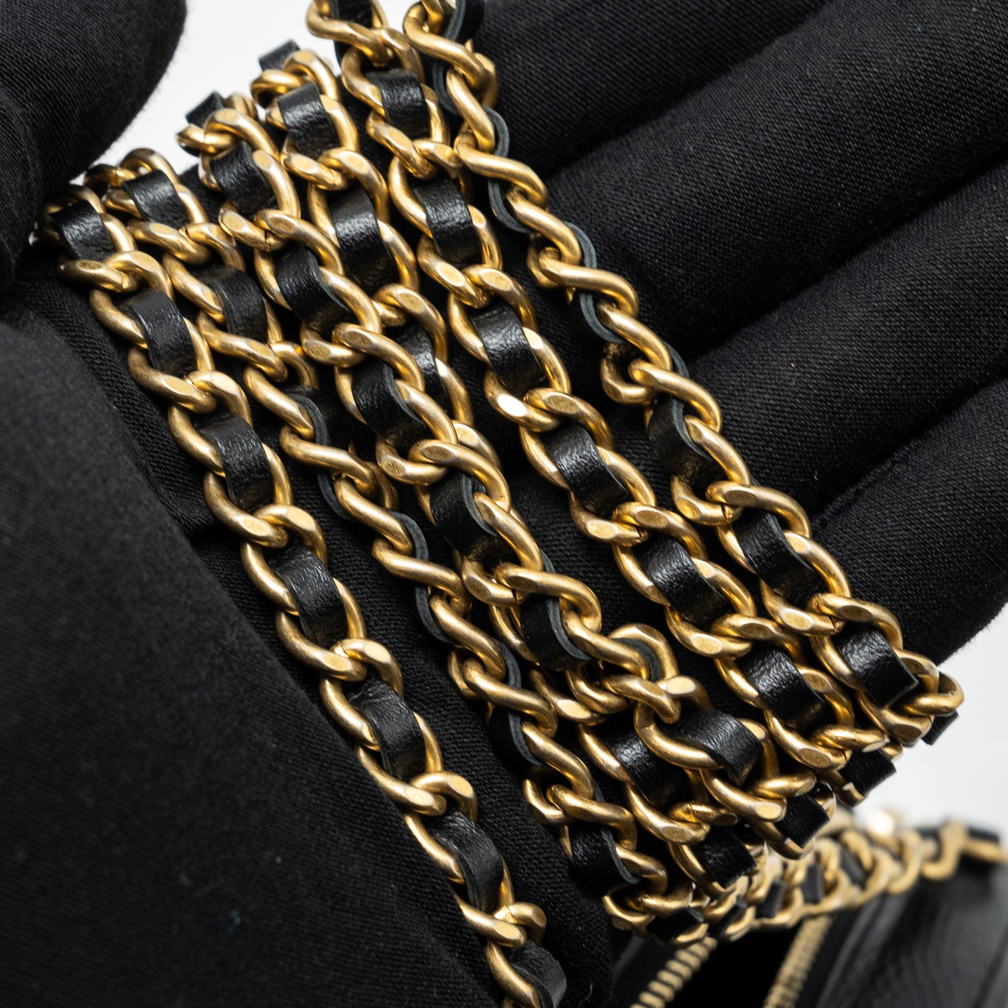 Chanel CC Filigree Quilted Round Crossbody Bag Caviar Black