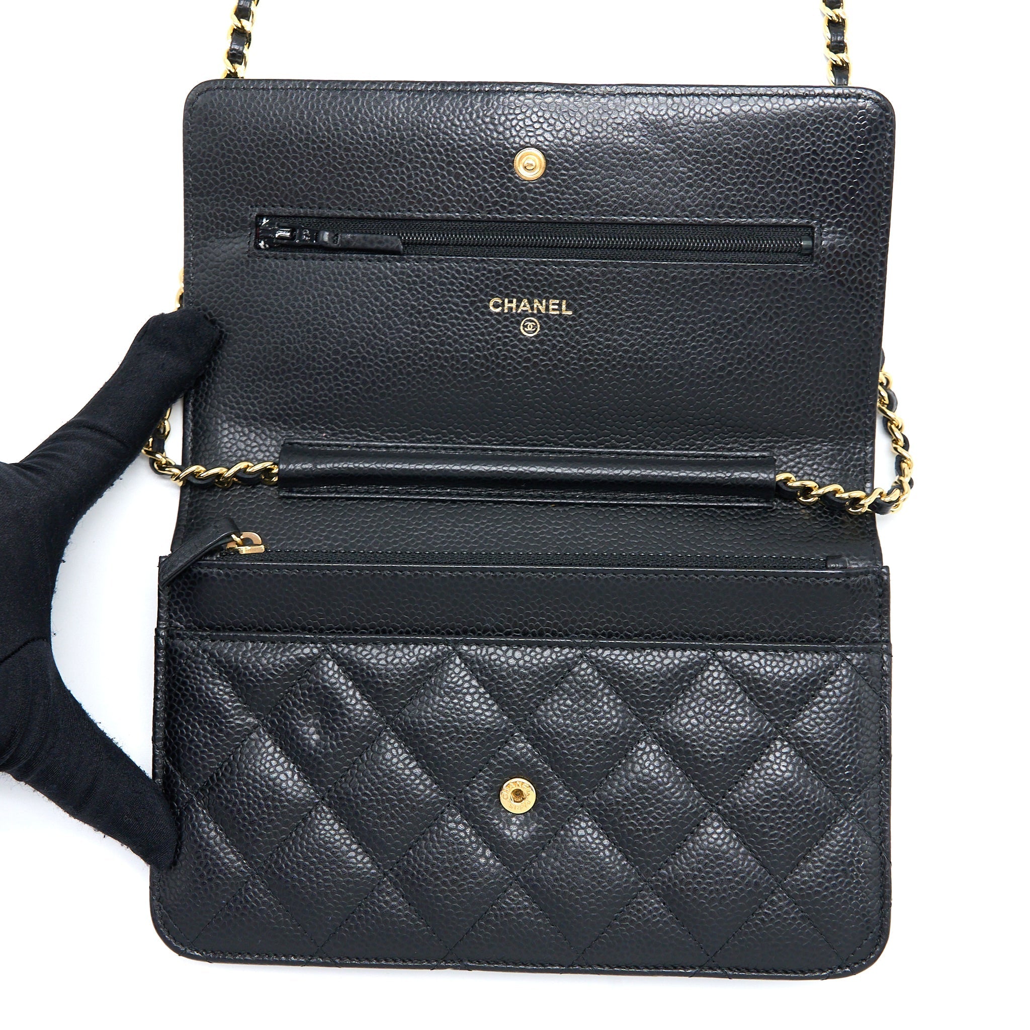 Chanel Classic Wallet on Chain Caviar Black