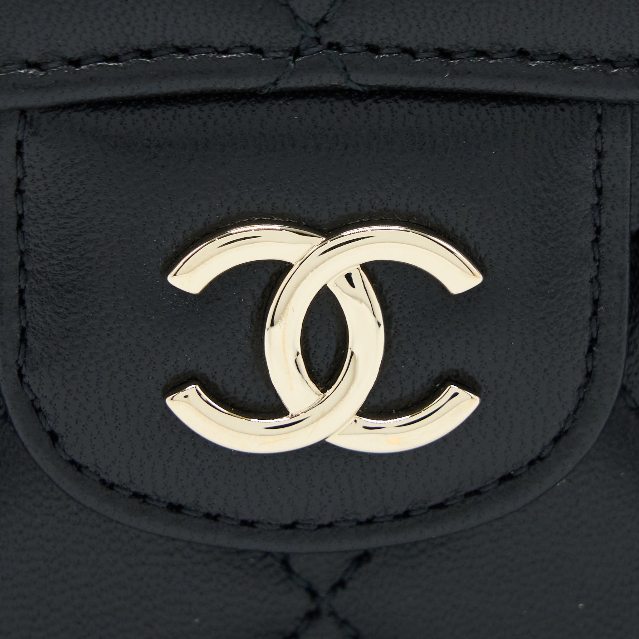Chanel Top Handle Mini Flap Bag Lambskin Black L