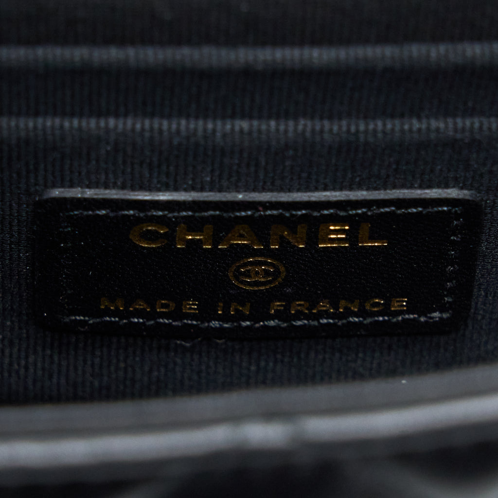 Chanel Top Handle Mini Flap Bag Lambskin Black L