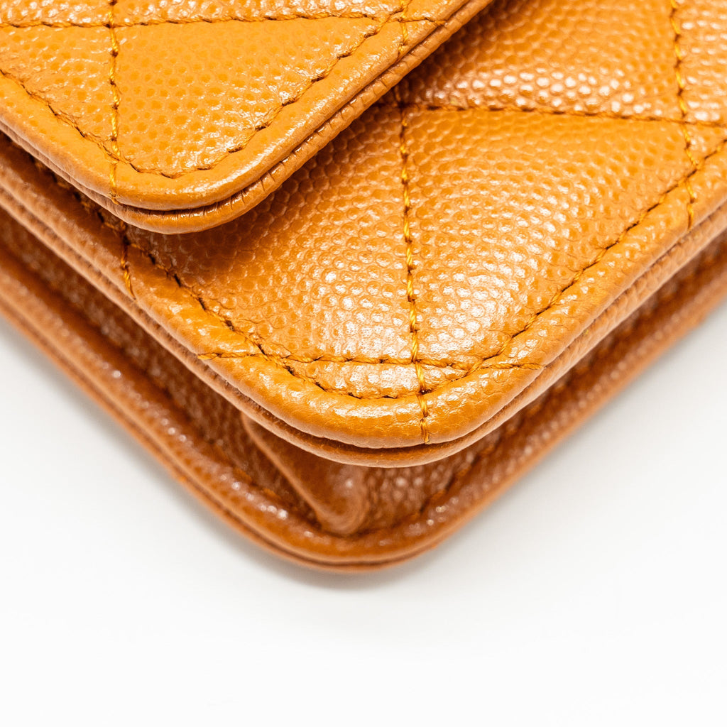 Chanel Classic Wallet on Chain Caviar Light Brown L (Microchip)