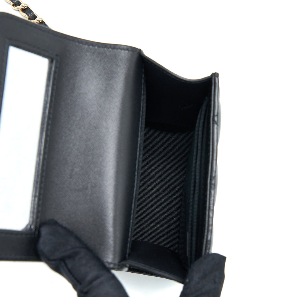 Chanel Top Handle Mini Flap Bag Lambskin Black L