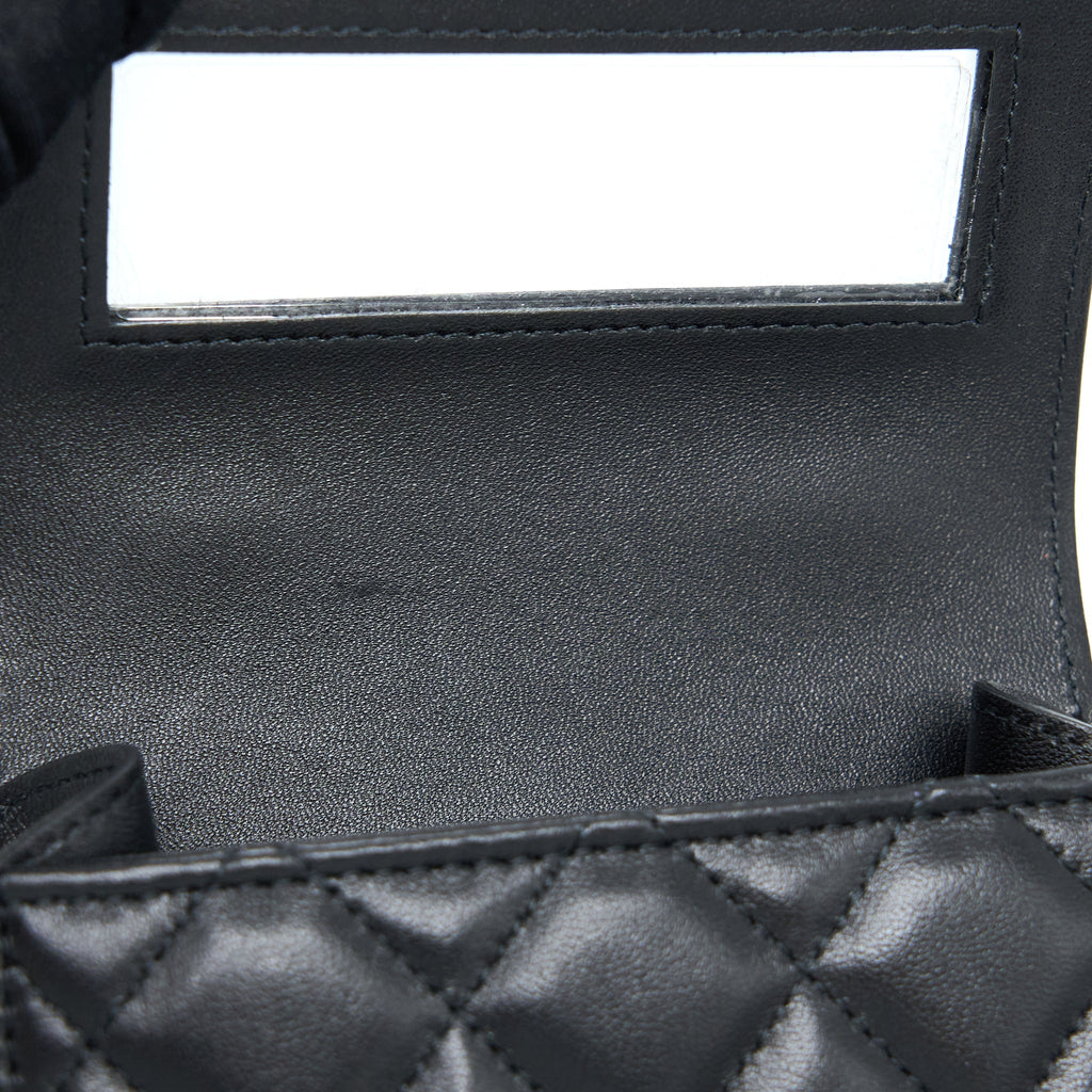 Chanel Top Handle Mini Flap Bag Lambskin Black L