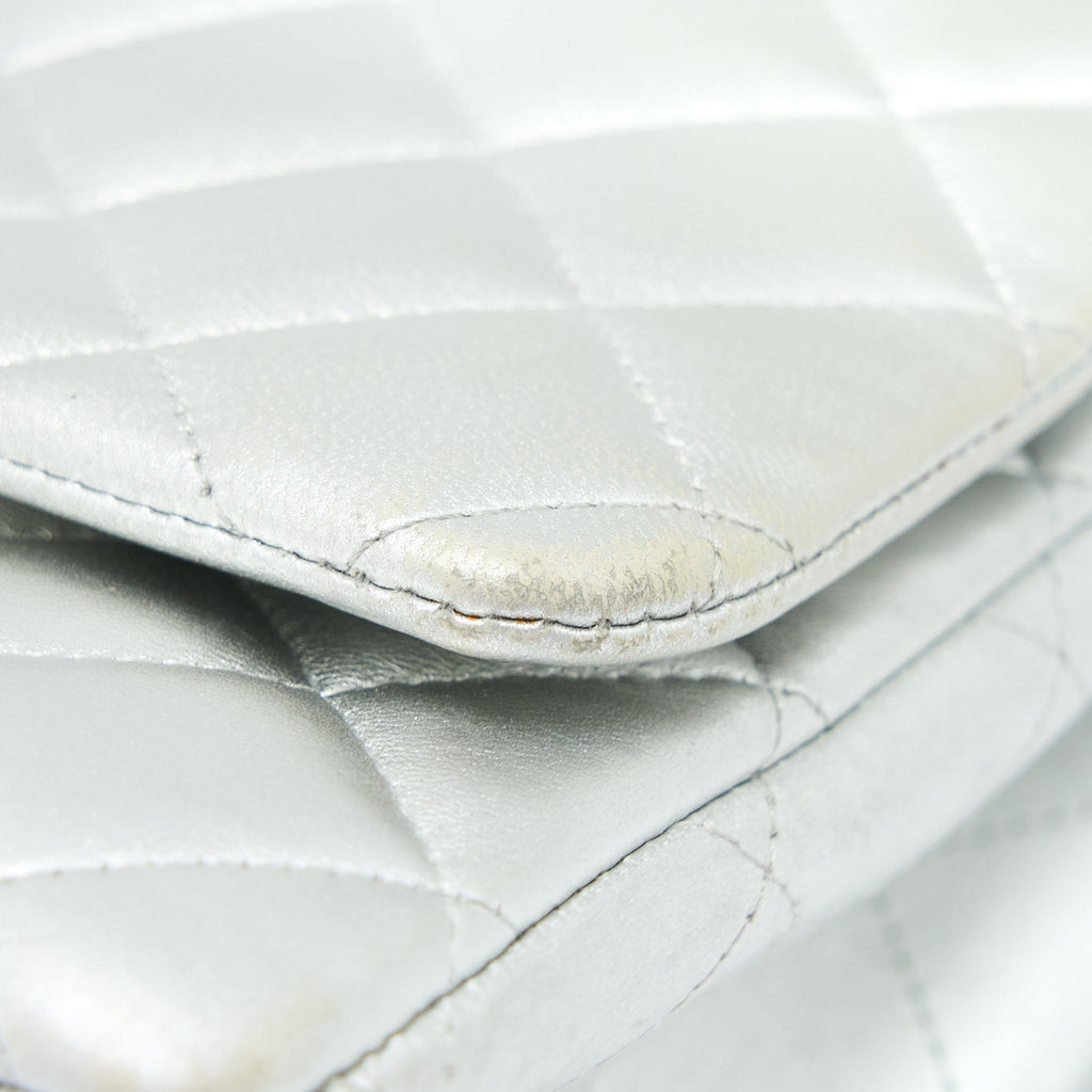 Chanel Maxi Classic Single Flap Bag Lambskin Silver