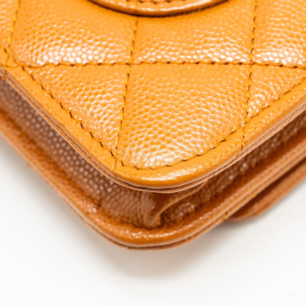 Chanel Classic Wallet on Chain Caviar Light Brown L (Microchip)