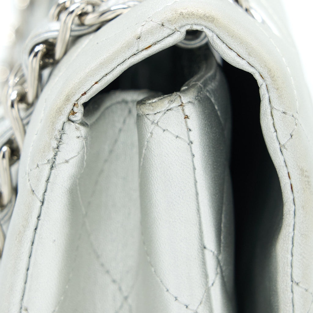 Chanel Maxi Classic Single Flap Bag Lambskin Silver