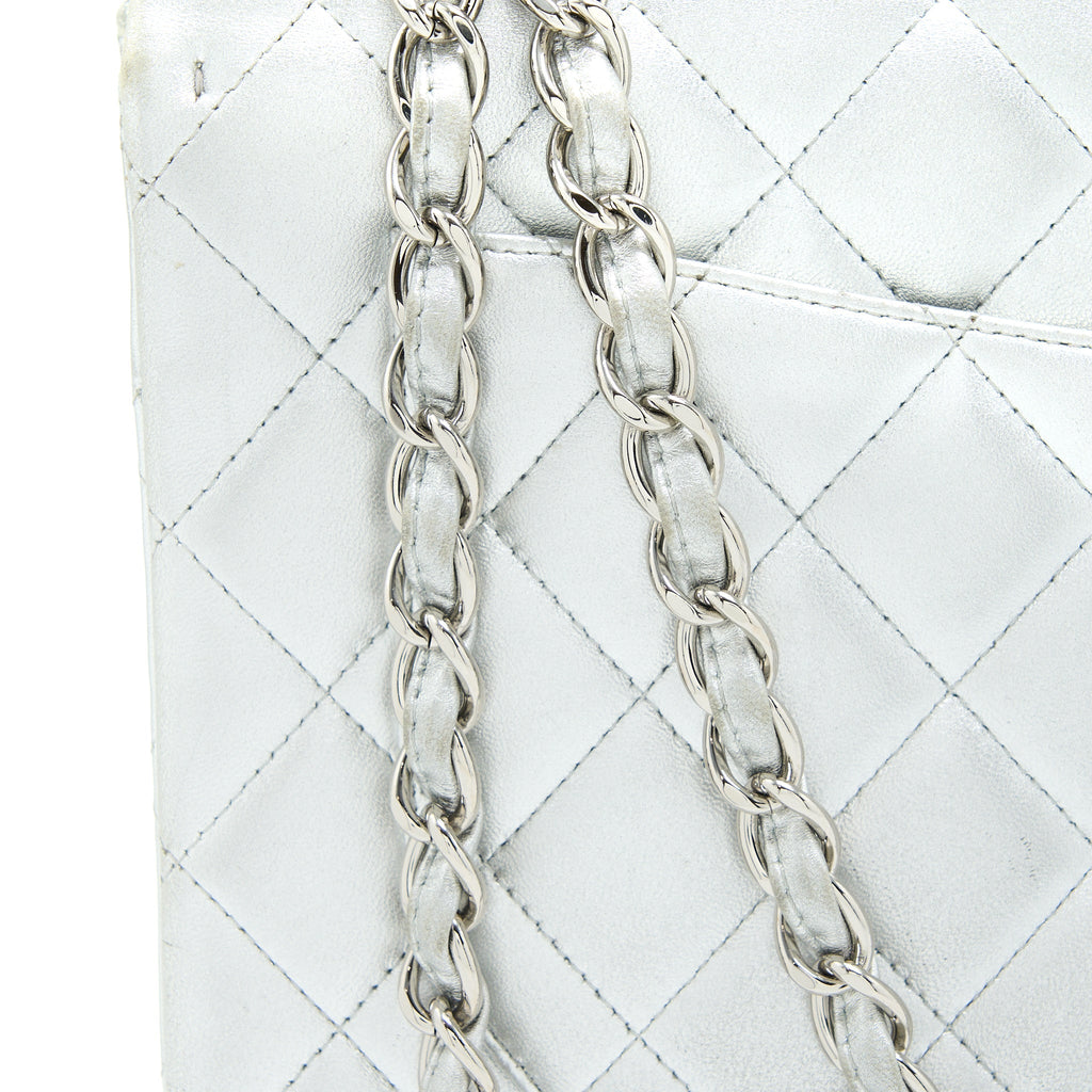 Chanel Maxi Classic Single Flap Bag Lambskin Silver