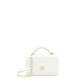 Chanel 22s Logo Top Handle Wallet On Chain Caviar White