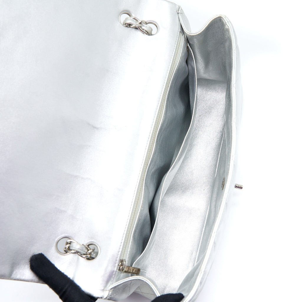 Chanel Maxi Classic Single Flap Bag Lambskin Silver