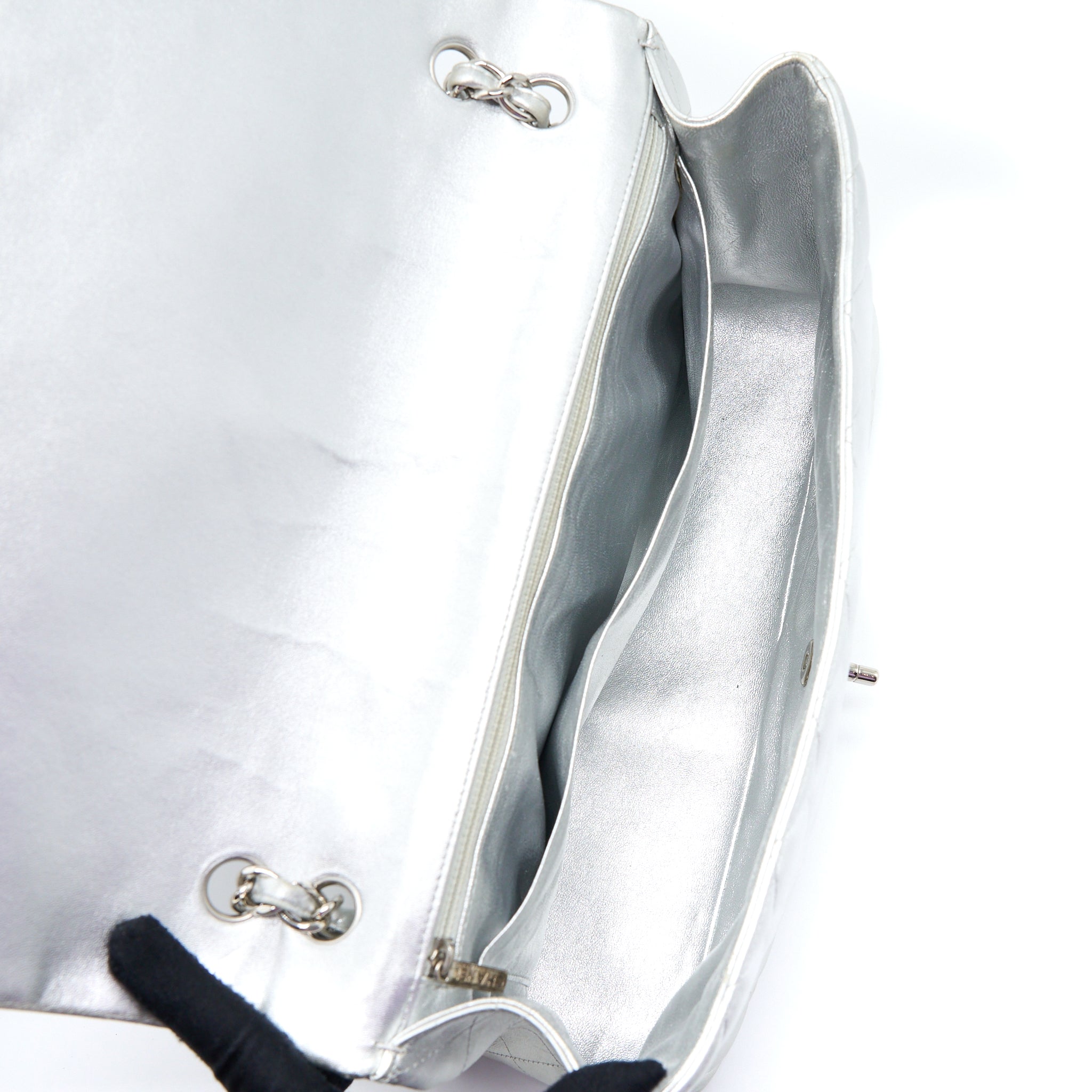 Chanel Maxi Classic Single Flap Bag Lambskin Silver