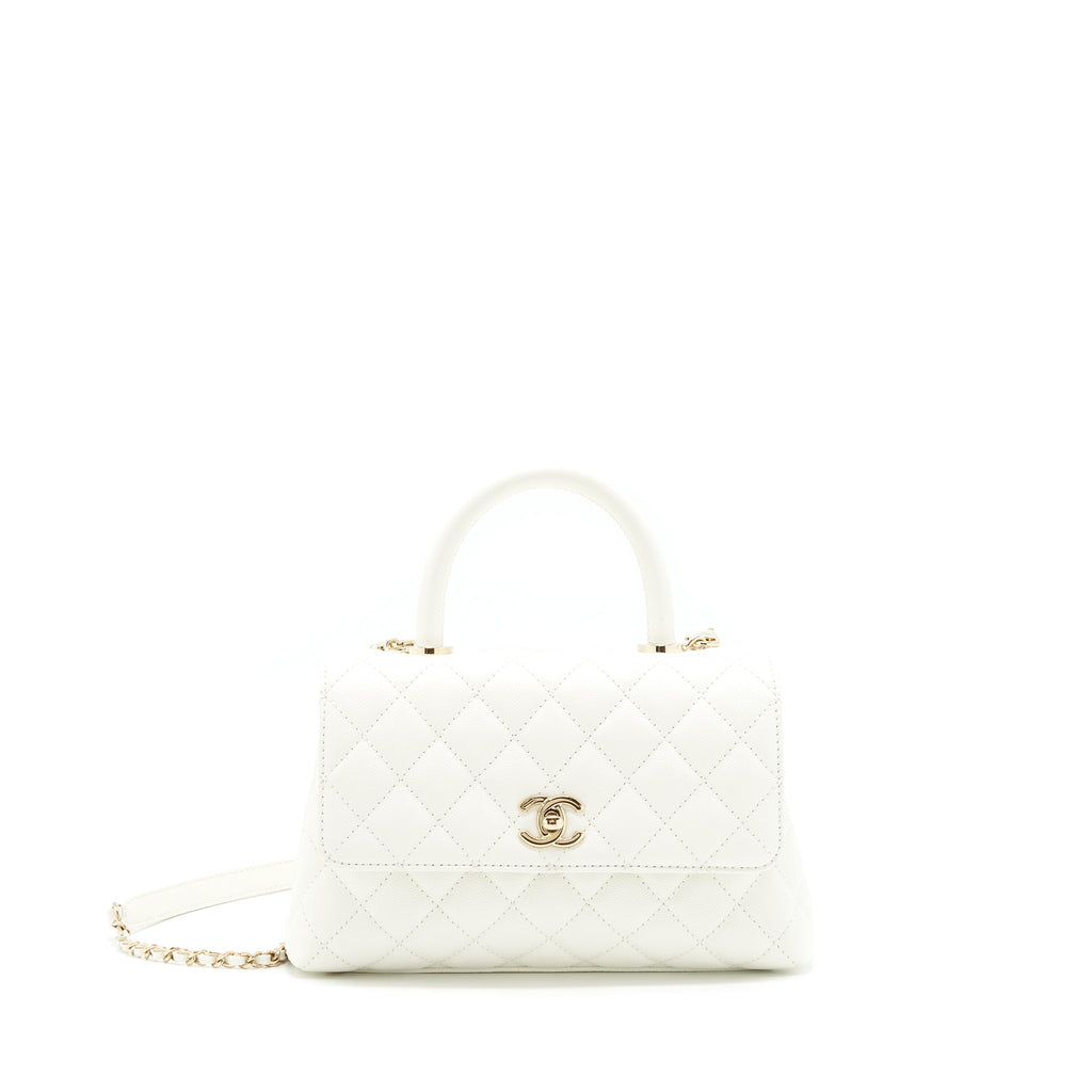 Chanel Small Coco handle Caviar White L