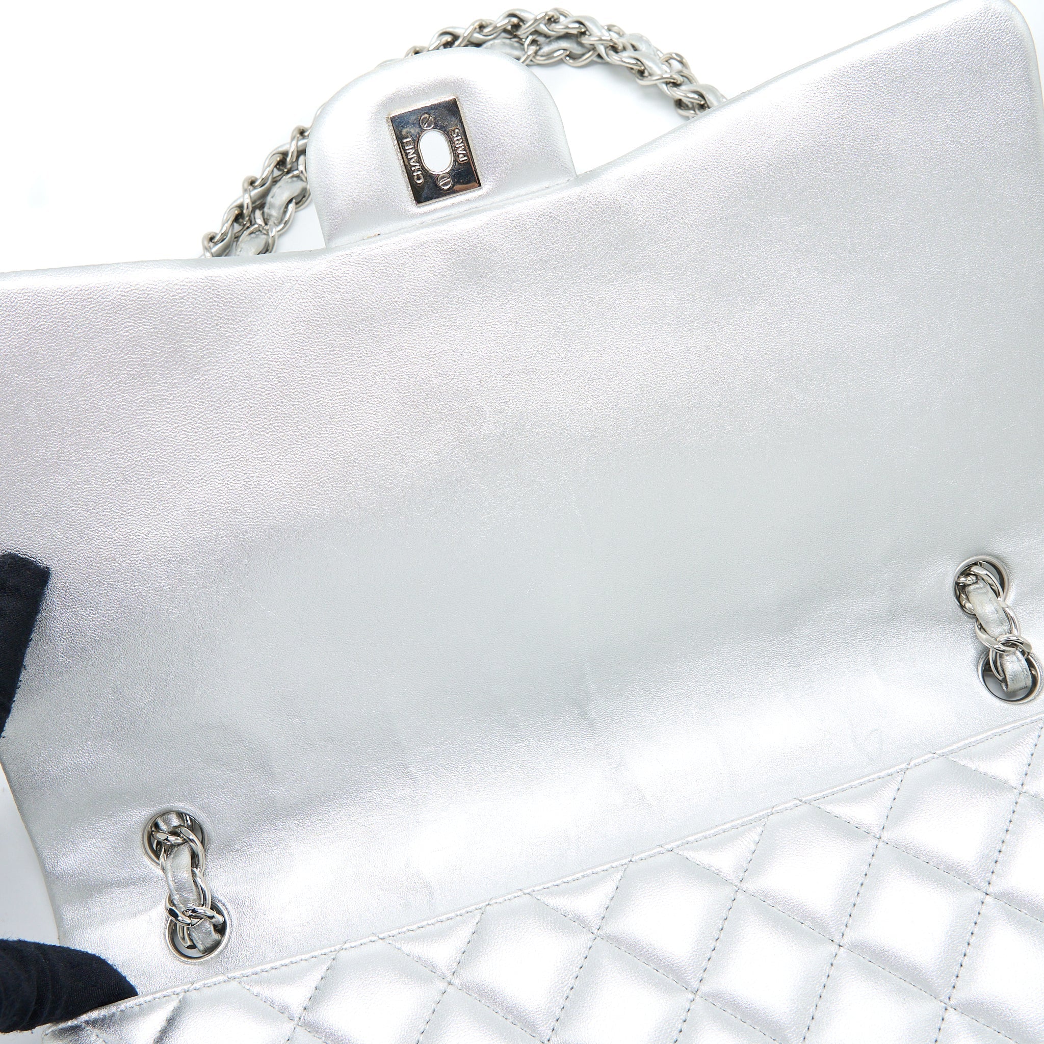 Chanel Maxi Classic Single Flap Bag Lambskin Silver