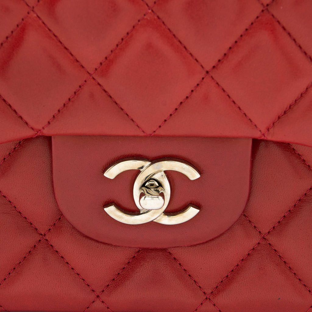 Chanel Classic Jumbo Single Flap Bag Lambskin Red