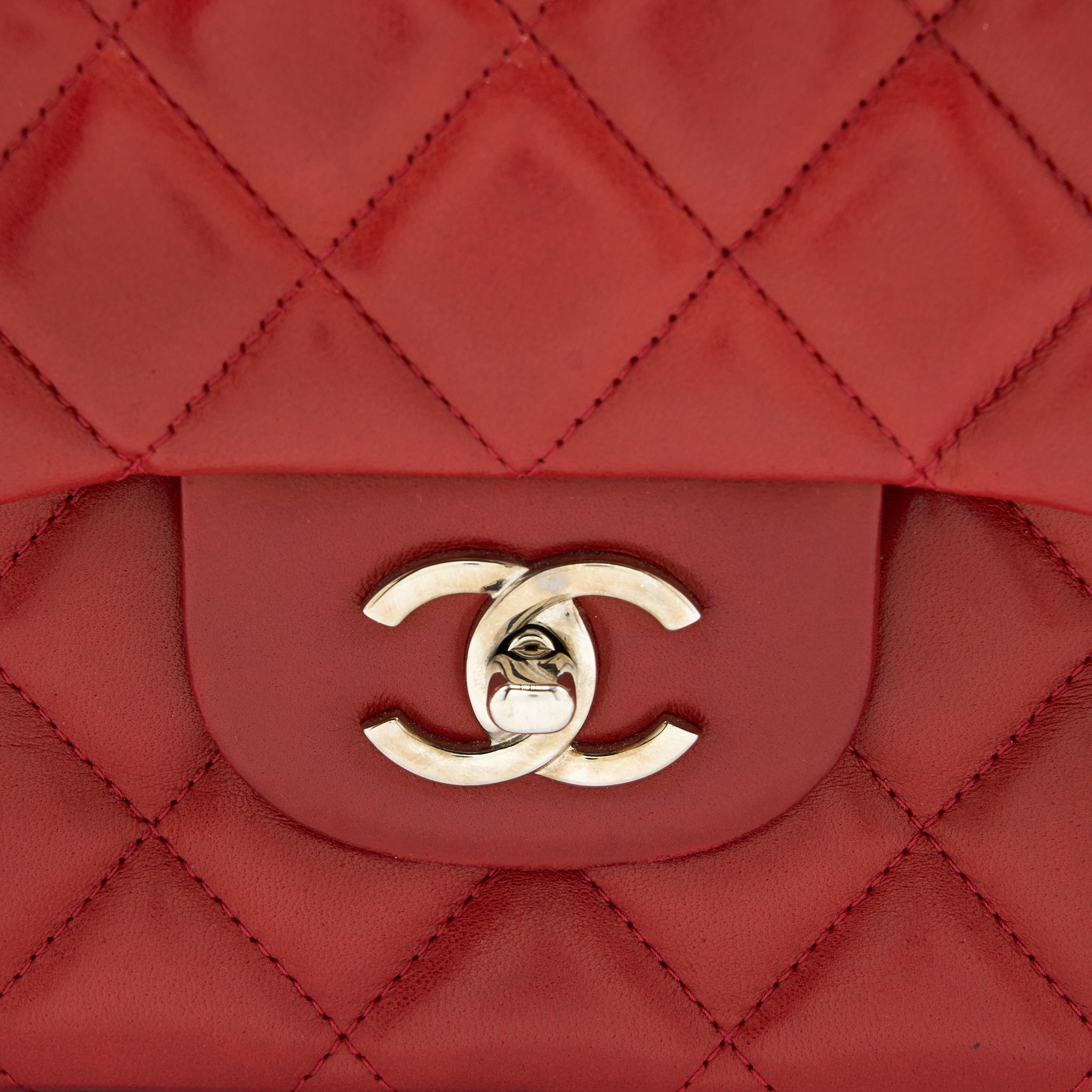 Chanel Classic Jumbo Single Flap Bag Lambskin Red