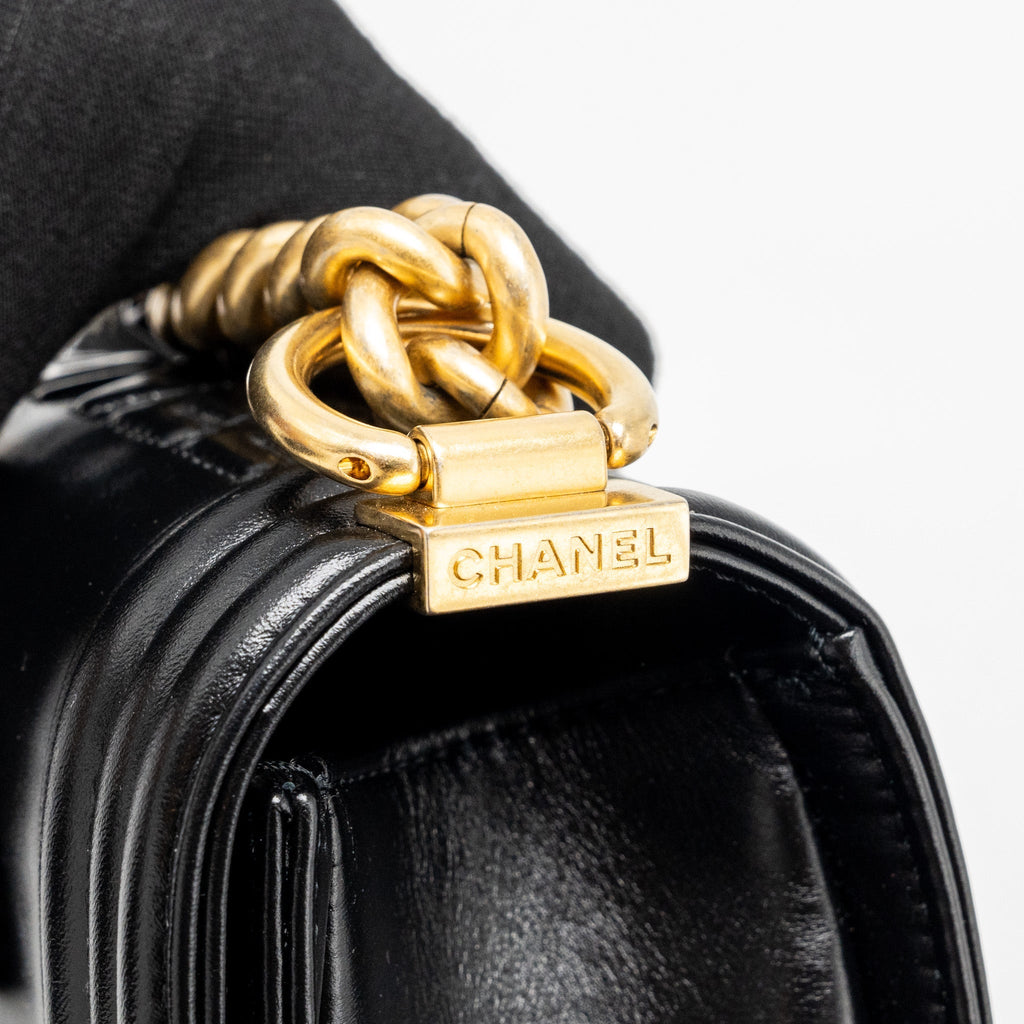 Chanel mini square boy bag limited edition calfskin black  (Microchip)