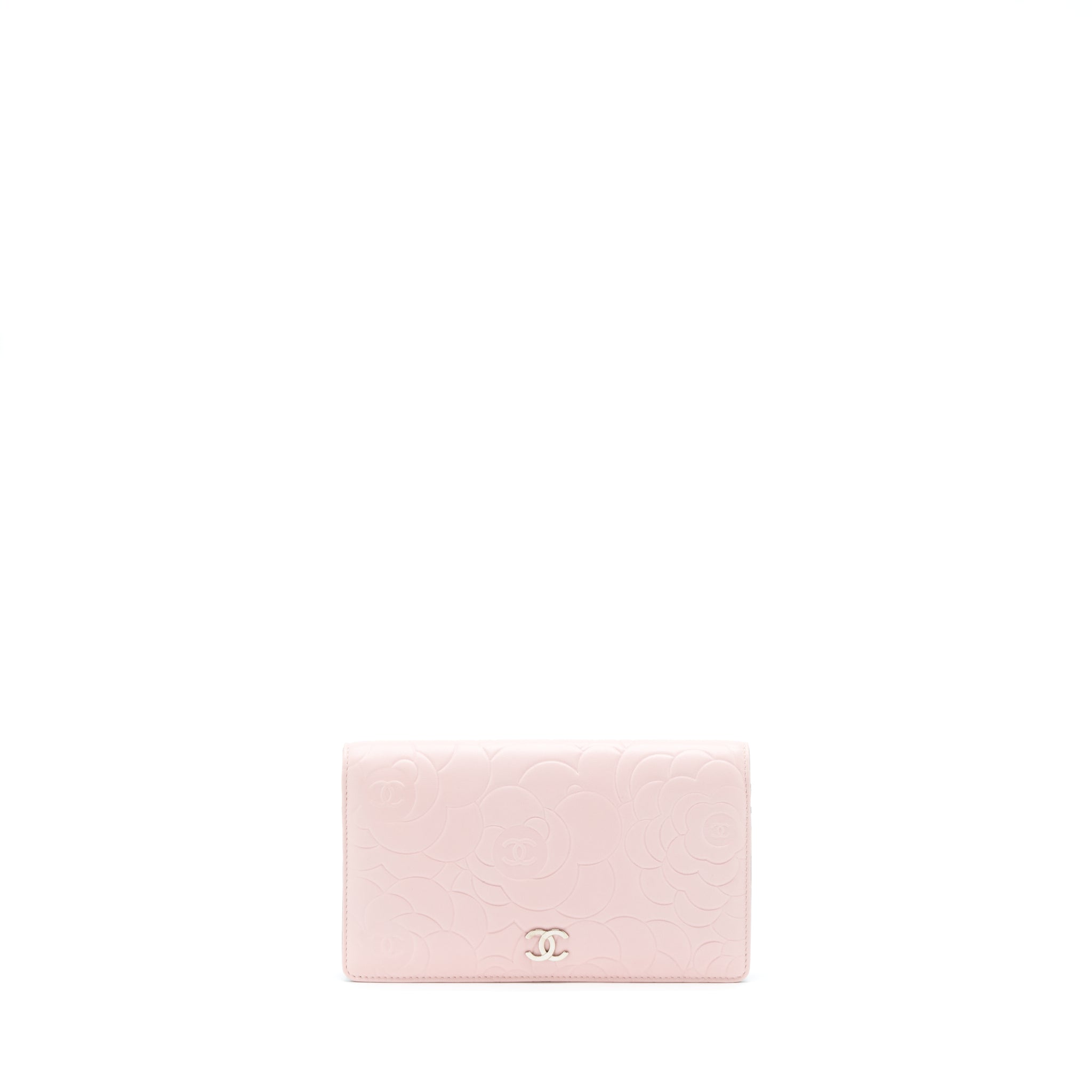 Chanel Camellia Long Wallet Lambskin Light Pink/Dark Brown