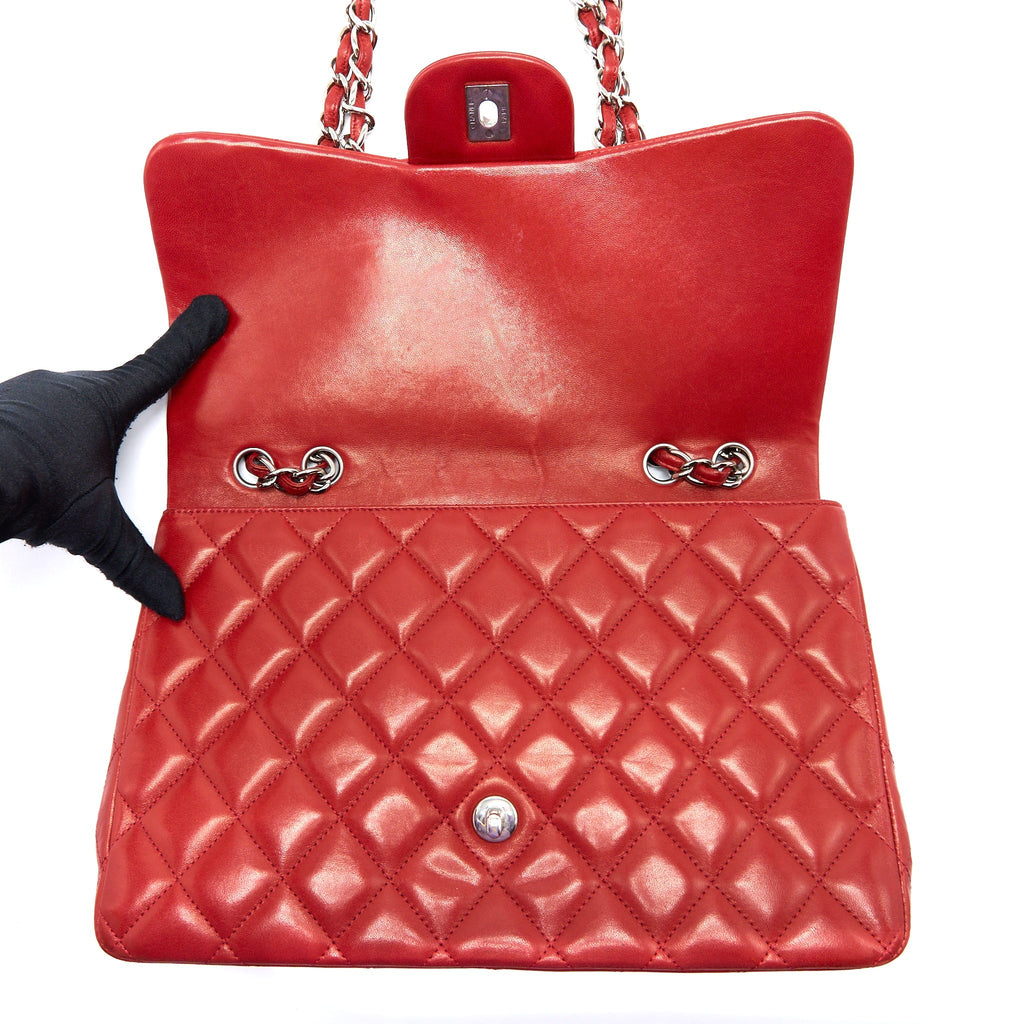 Chanel Classic Jumbo Single Flap Bag Lambskin Red