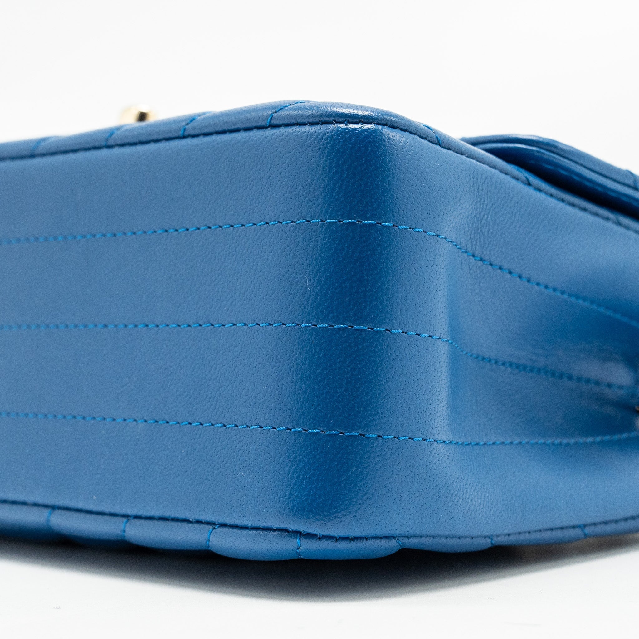 Chanel Mini Rectangular Flap Bag Chevron Lambskin Blue L