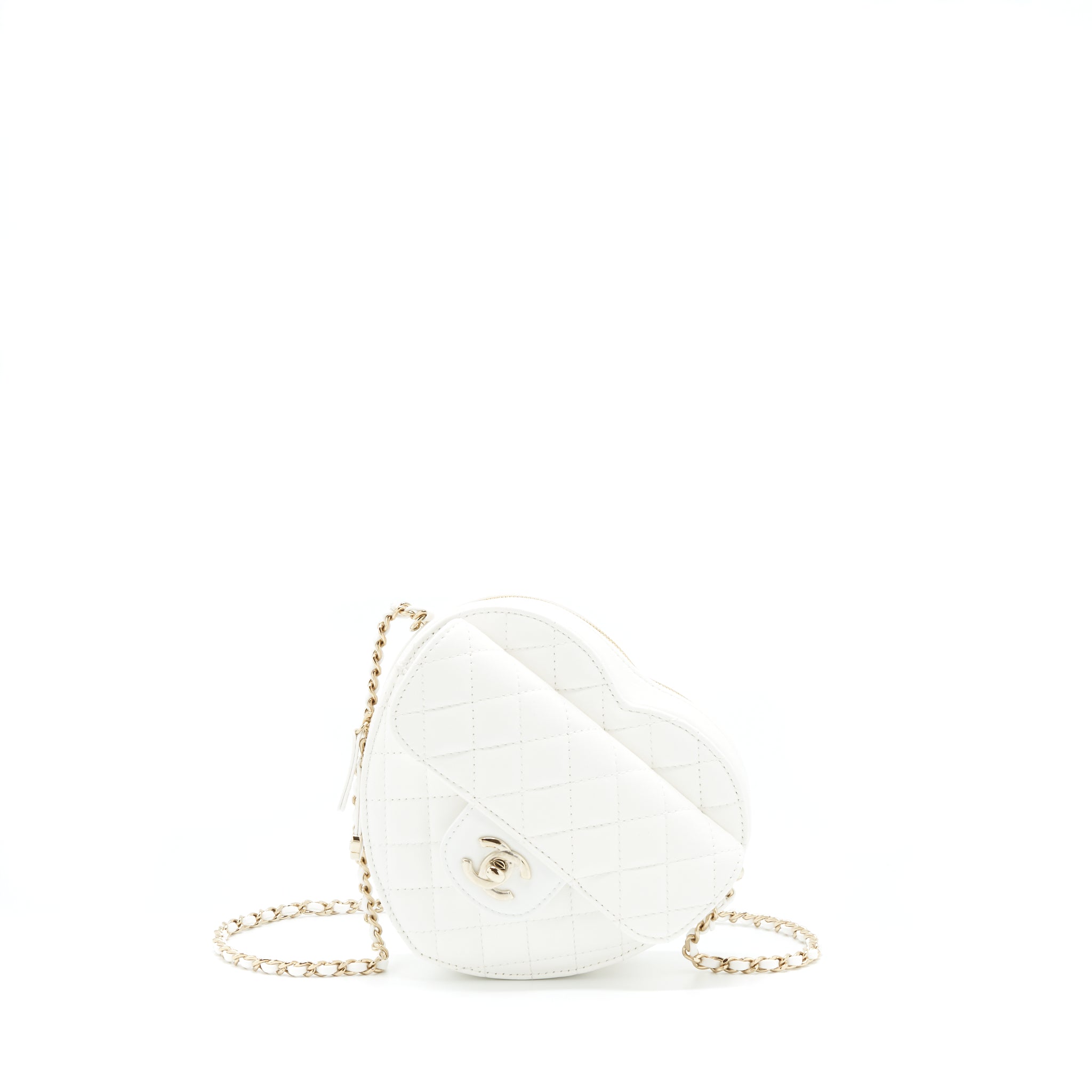 Chanel 22S Heart Bag Lambskin White L