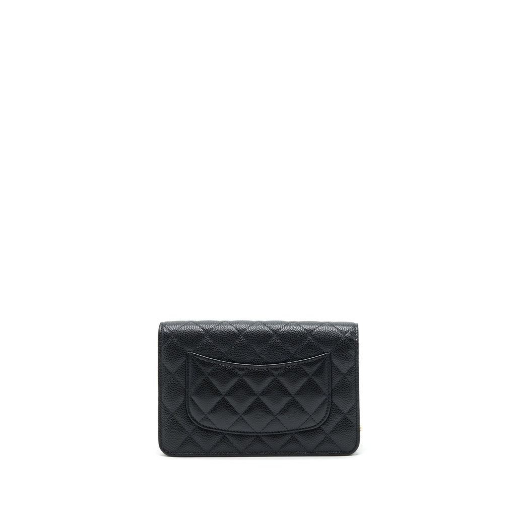 Chanel Classic Wallet on chain Caviar black
