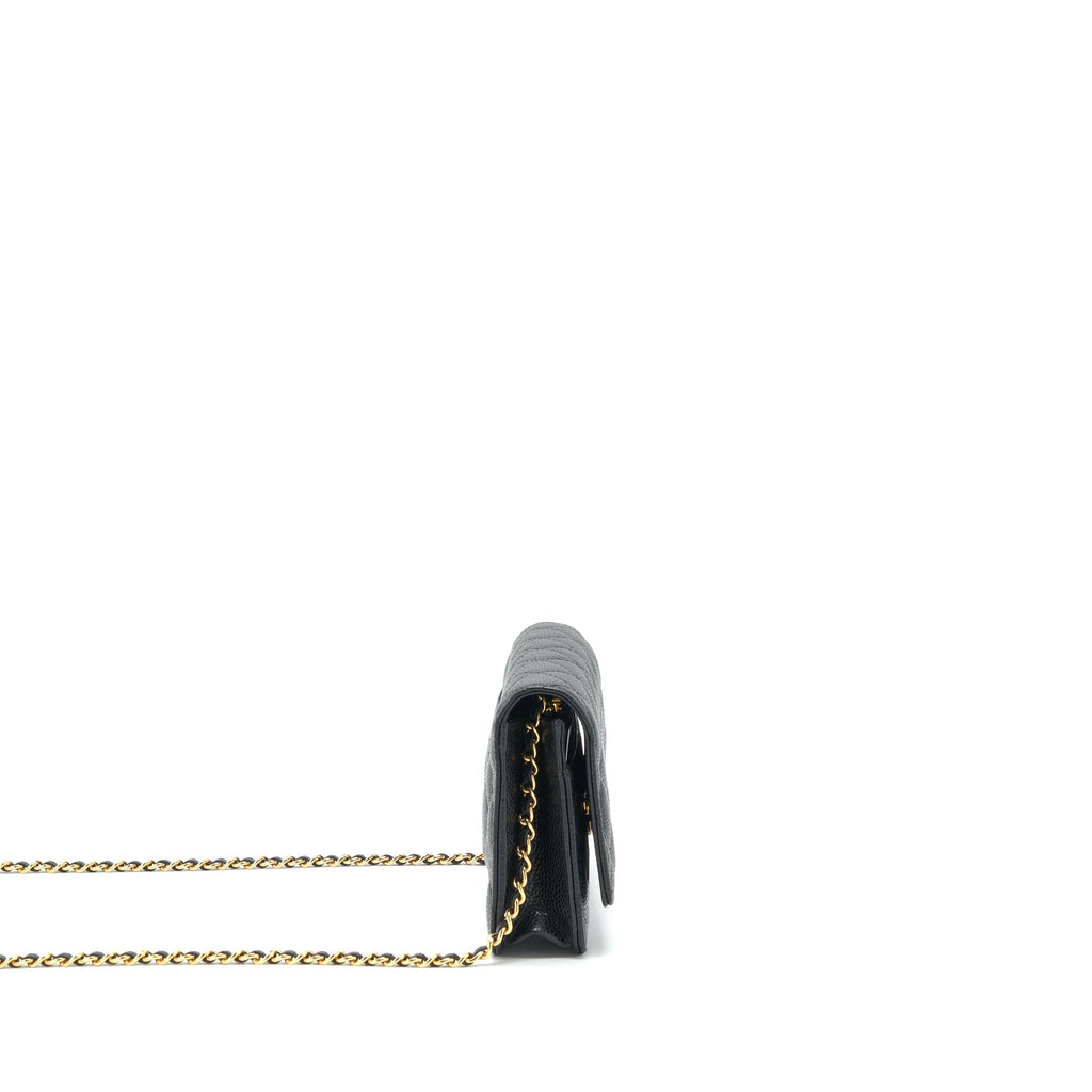 Chanel Classic Wallet on chain Caviar black