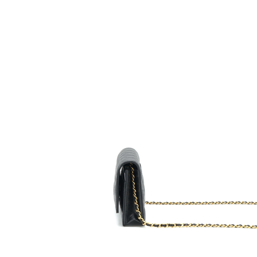 Chanel Classic Wallet on chain Caviar black