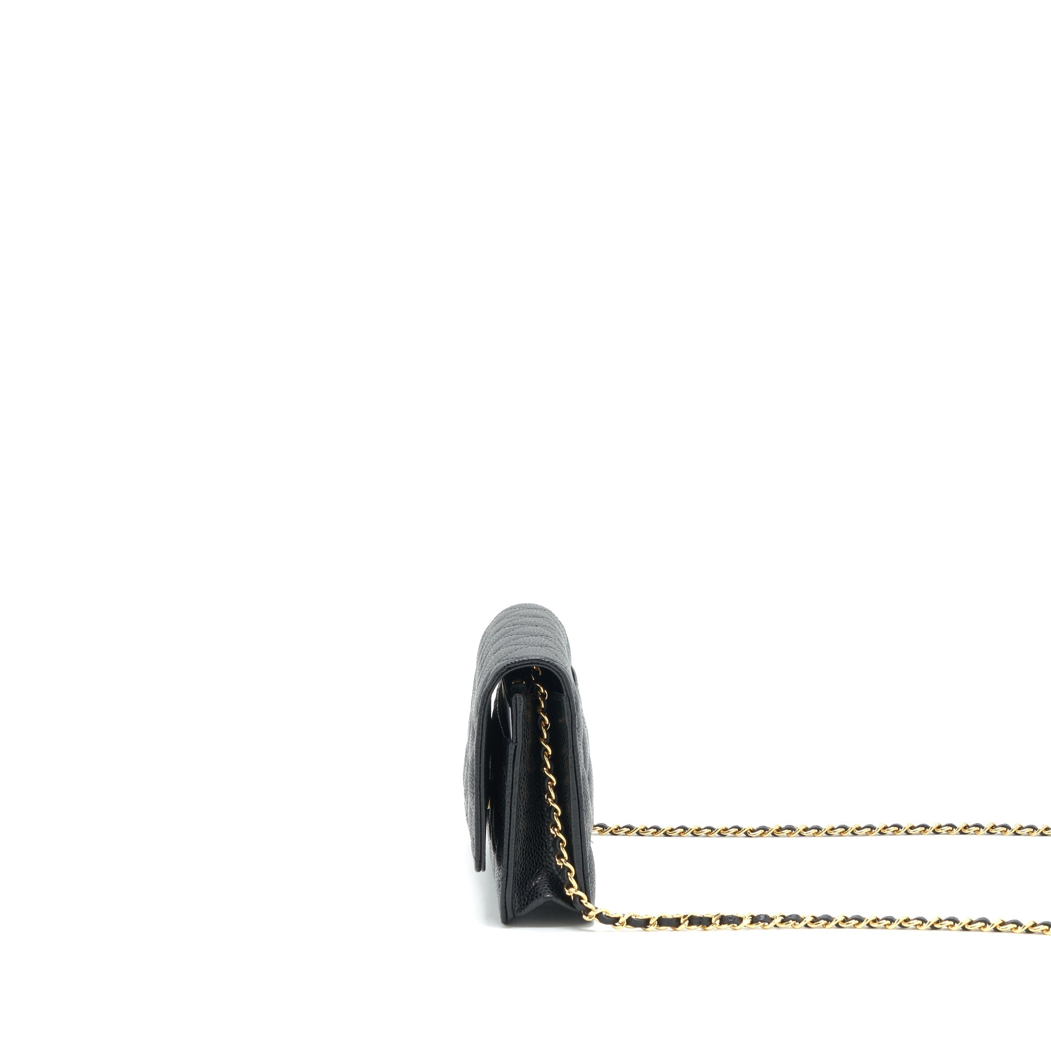 Chanel Classic Wallet on chain Caviar black