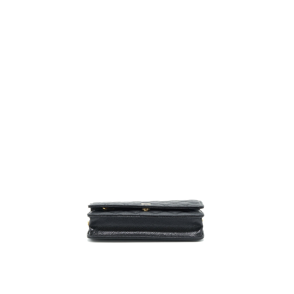 Chanel Classic Wallet on chain Caviar black