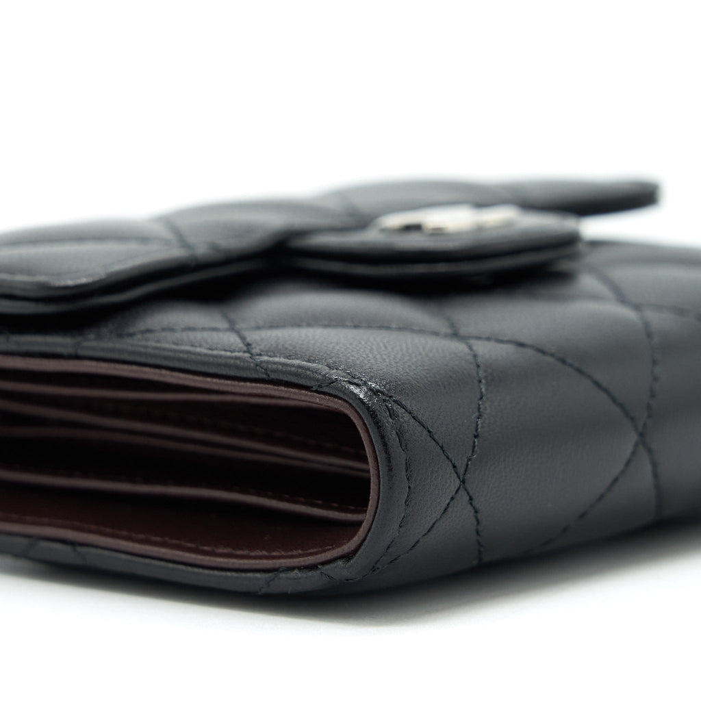 Chanel Small Classic Compact Wallet Lambskin Black