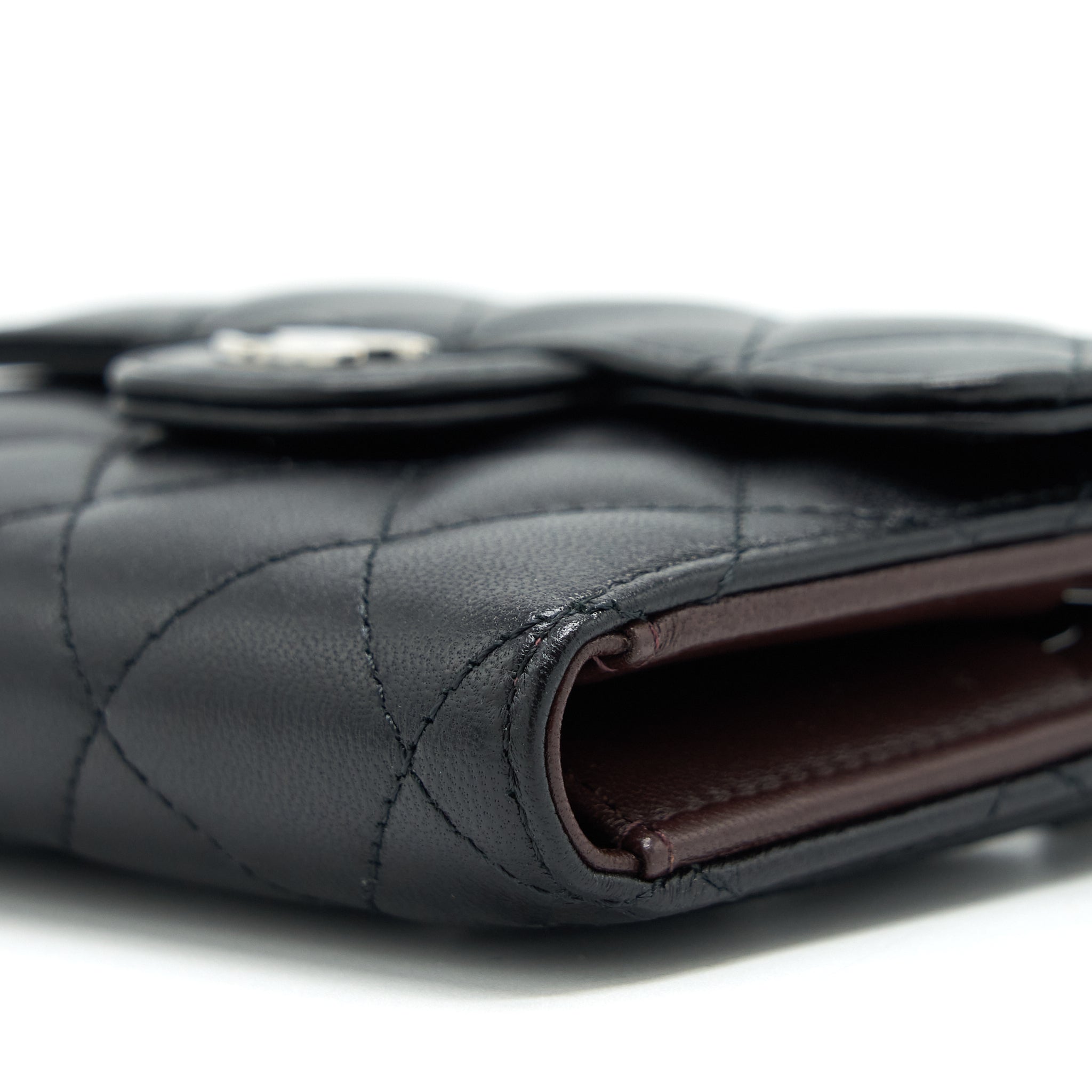 Chanel Small Classic Compact Wallet Lambskin Black